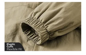 Detail of elastic cuffs on casual outdoor jacket showing premium ribbed fabric texture
