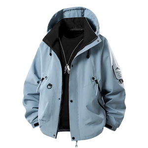 Giacca a Vento da Uomo Outdoor Con Cappuccio Stile Montagna Traspirante Impermeabile Cappotto Casual Moda Zip Up Per Escursionismo