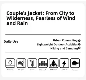 Waterproof and windproof technical jacket features for outdoor hiking and city commute