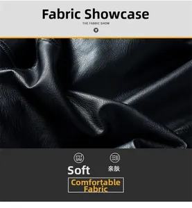 Close-up of premium black leather fabric showing soft texture and natural grain details