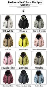 Multi-color grid display showing twelve colors of hooded outdoor utility jackets