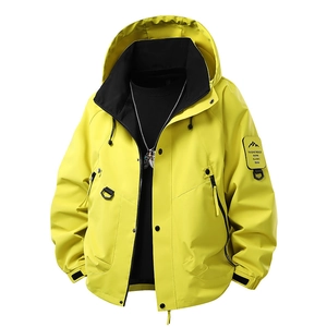 Outdoor Hooded Jacket Men Women Windproof Waterproof Breathable Softshell Coat Casual Streetwear Sportswear With Mountain Badge Pockets