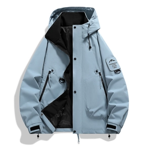 Men's Windproof Hooded Outdoor Cargo Jacket Water Repellent Lightweight Casual Windbreaker Coat For Spring Autumn