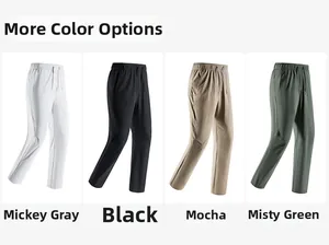 Selection of elastic drawstring sports trousers in grey, black, mocha, and mist green
