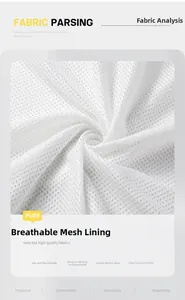 Close-up of white breathable mesh lining fabric on a lightweight windbreaker jacket
