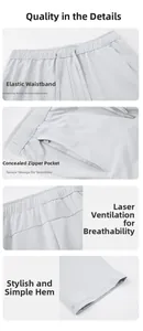 Detail view of elastic drawstring waist and laser-cut vents on ice silk sports pants