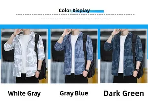 Detailed comparison of men's hooded camo sun protection jackets in three color options