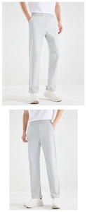 Detailansicht der Eisseide-Hose mit elastischem Bund und Taschen aus Stretch-Stoff