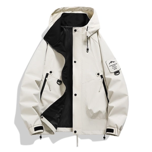 Men Hooded Windproof Jacket Waterproof Outdoor Hiking Coat Loose Fit Technical Windbreaker Versatile Unisex Casual Outerwear