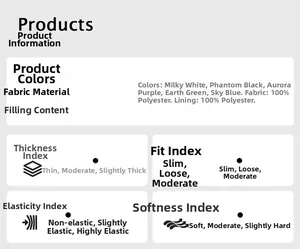 Technical specifications chart for hooded jacket showing 100% polyester fabric details