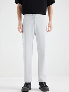 Men Ice Satin Quick Dry Casual Pants Nylon Spandex Breathable 4-Way Stretch Straight Leg Sweatpants With Drawstring Elastic Waist