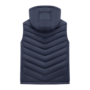 Gilet imbottito blu navy con cappuccio da uomo con trapuntatura a V antivento