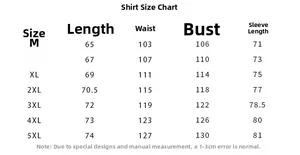 Men's sports casual jacket size chart showing length, bust, and sleeve measurements