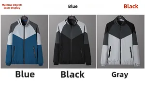 Detailed close-up showing the zipper and stand collar of these men's windproof jackets