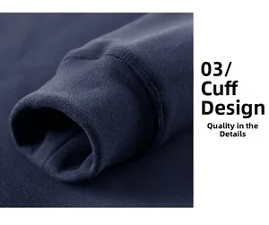 Detailed close-up of navy blue fleece jacket cuffs showing soft texture and fine stitching