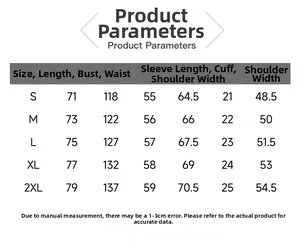 Detailed size chart for men winter padded jacket including length bust and shoulder measurements