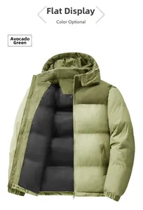 Detail view of avocado green hooded jacket featuring corduroy stitching and elastic cuffs