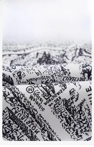 Detail of windproof fabric with architectural map print and scratch resistant texture