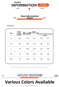 Detailed size chart for winter padded jacket showing S to 2XL measurements in cm