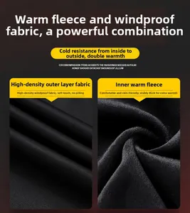Close-up of windproof fabric and warm fleece lining on men's winter sports set