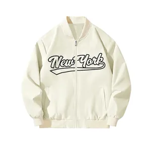 Off-White New York Varsity-Jacke mit Reißverschluss und amerikanischem Retro-Baseball-Stil