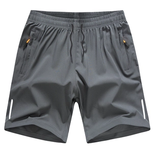 Men Quick Dry Sport Shorts Breathable Loose Running Shorts With Zipper Pockets Reflective Strip Summer Fitness Athletic Pants