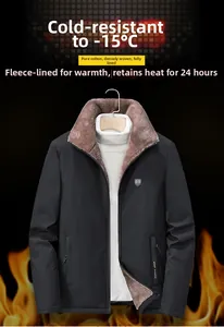 Détail de la veste d'hiver pour hommes avec doublure en laine d'agneau et isolation