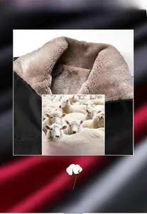 Gros plan d'une veste d'hiver coupe-vent avec doublure épaisse en laine d'agneau