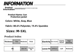 Detailed material composition chart for men's quick-dry sun protection clothing