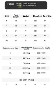 Tableau des tailles détaillé pour pantalons cargo avec mesures et recommandations précises