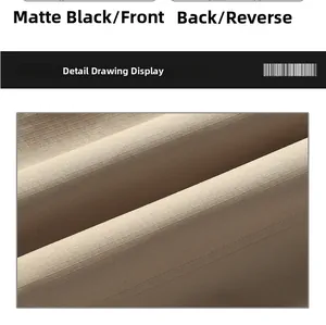 Gros plan sur le tissu en nylon ripstop noir mat avec détails de double couture