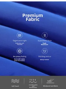 Close-up of royal blue quilted vest fabric showing windproof and breathable texture