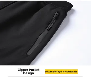 Detail of men's athletic jacket showing secure zipper side pocket with textured fabric