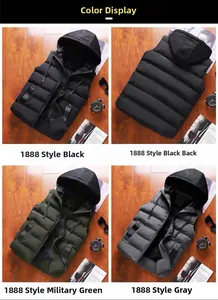 Vue en quatre parties de la veste matelassée à capuche pour homme avec détails