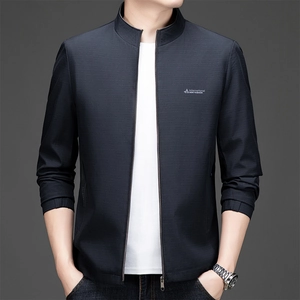 Men Business Casual Standing Collar Jacket Windproof Water Repellent Autumn Outerwear Zip Up Jacket Fashion Coat For Men