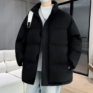 Winter puffer jacket for men with stand collar, quilted design, and warm padded insulation