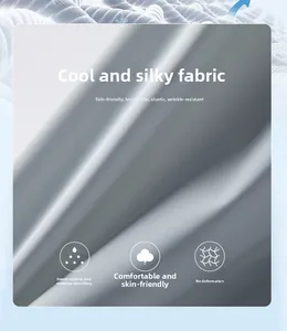 Macro shot of breathable ice-silk sun protection fabric with smooth texture and elastic finish