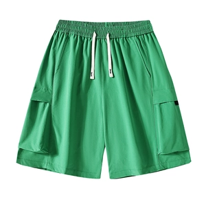 Men Cargo Shorts Polyester Quick Dry Water Repellent Elastic Waist Drawstring Large Pockets Outdoor Casual Summer Wear
