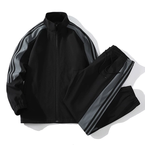 Men's Casual Sports Jacket And Pants Outfit Stand Collar Zipper Two Component Tracksuit Striped Windbreaker For Men