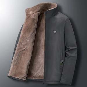 Veste d'hiver pour homme avec doublure polaire épaisse en tissu gris anthracite mat