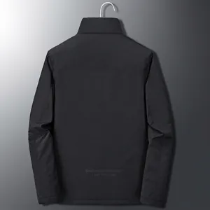 Veste d'hiver noire pour hommes avec col montant et doublure en laine d'agneau épaisse