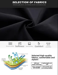 Detail showing premium breathable black fabric texture with high wrinkle resistance