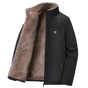 Veste d'hiver pour homme avec doublure polaire épaisse et tissu extérieur noir coupe-vent