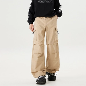Pantalon Cargo Large pour Hommes Streetwear Américain Coupe-vent Imperméable Ripstop Multi Poches Parachutiste Pantalon Décontracté