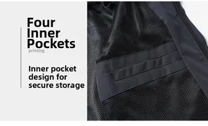 Detail of outdoor jacket showing breathable black mesh inner pocket and secure stitching