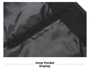 Detail view of the black jacket inner pocket with high-quality zipper and lining