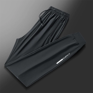Pantalon de sport en soie glacée pour homme séchage rapide noir avec poches zippées