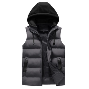 Gilet matelassé à capuche pour homme, coloris gris foncé, chaud pour l'hiver