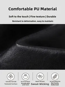 Close-up of black PU leather with fine lychee texture on a vintage biker jacket
