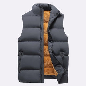 Mens Fleece Lined Puffer Vest Stand Collar Quilted Gilet Windproof Sleeveless Jacket Warm Winter Waistcoat Outwear Vest